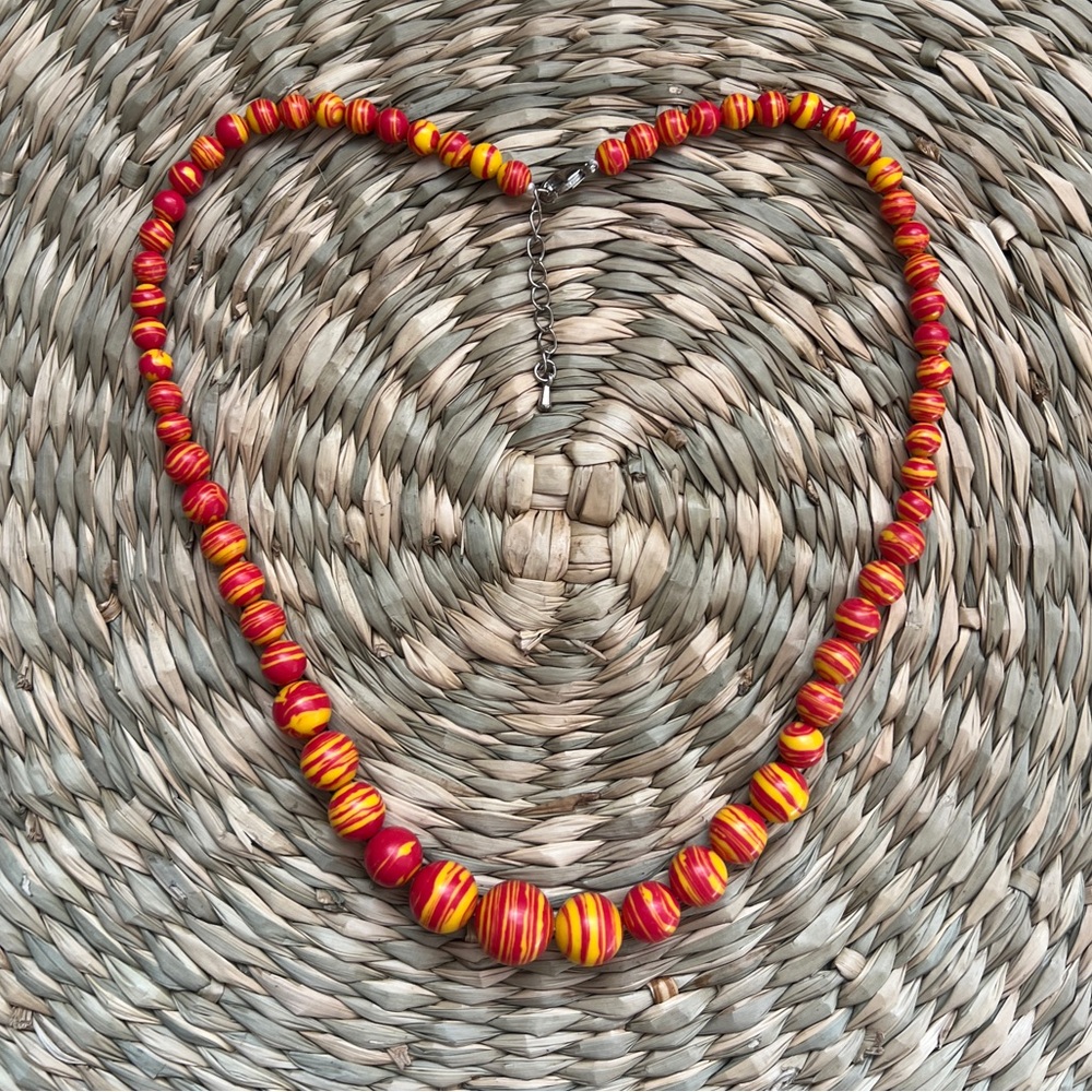 Rainbow Calsilica necklace red yellow